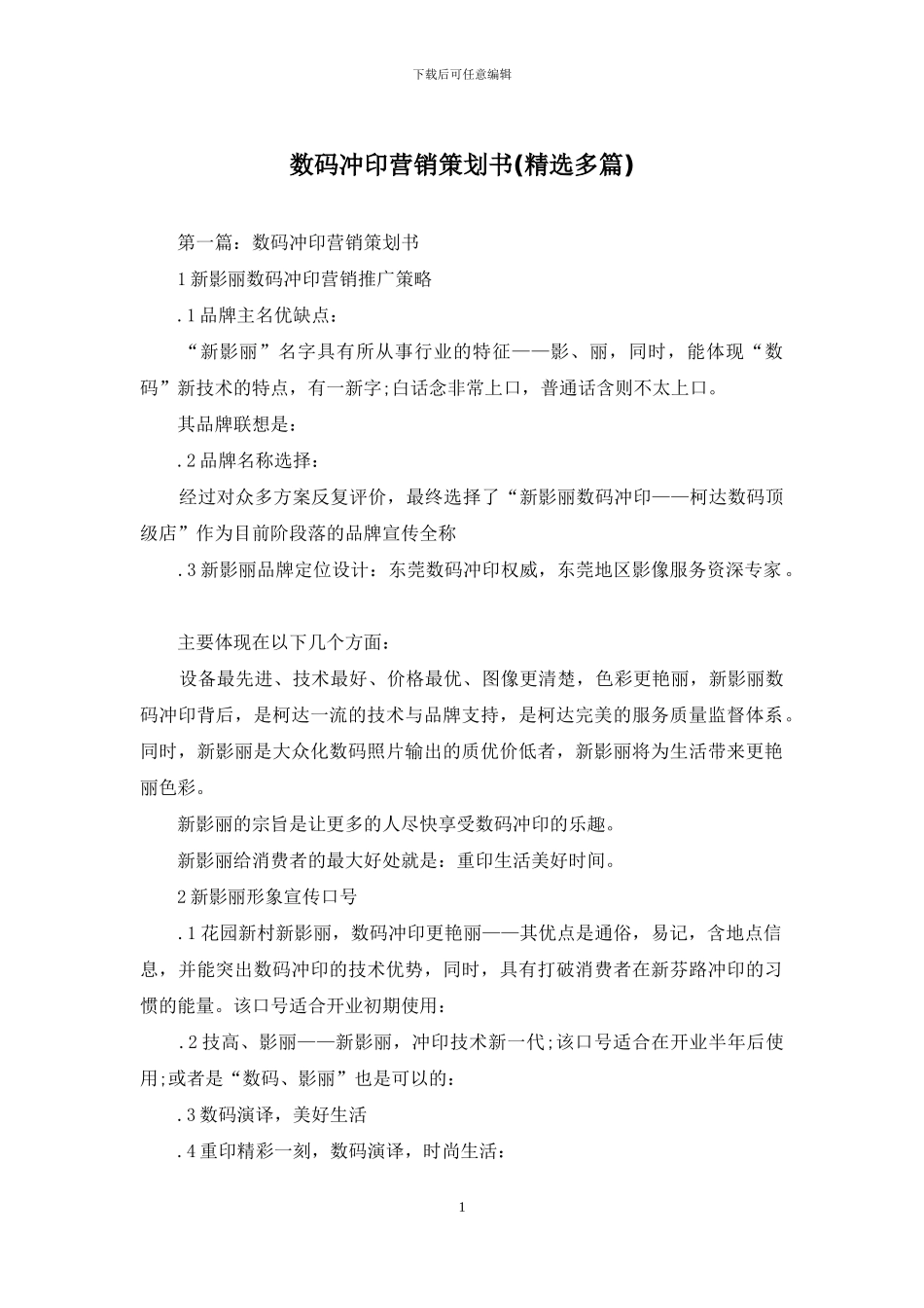 数码冲印营销策划书_第1页