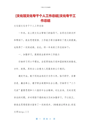 文化专干工作总结