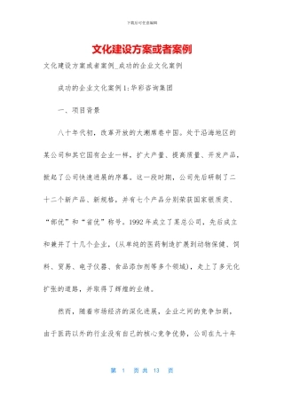 文化建设方案或者案例