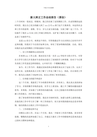 新人转正工作总结报告