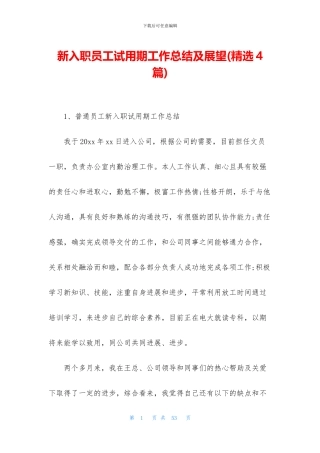 新入职员工试用期工作总结及展望