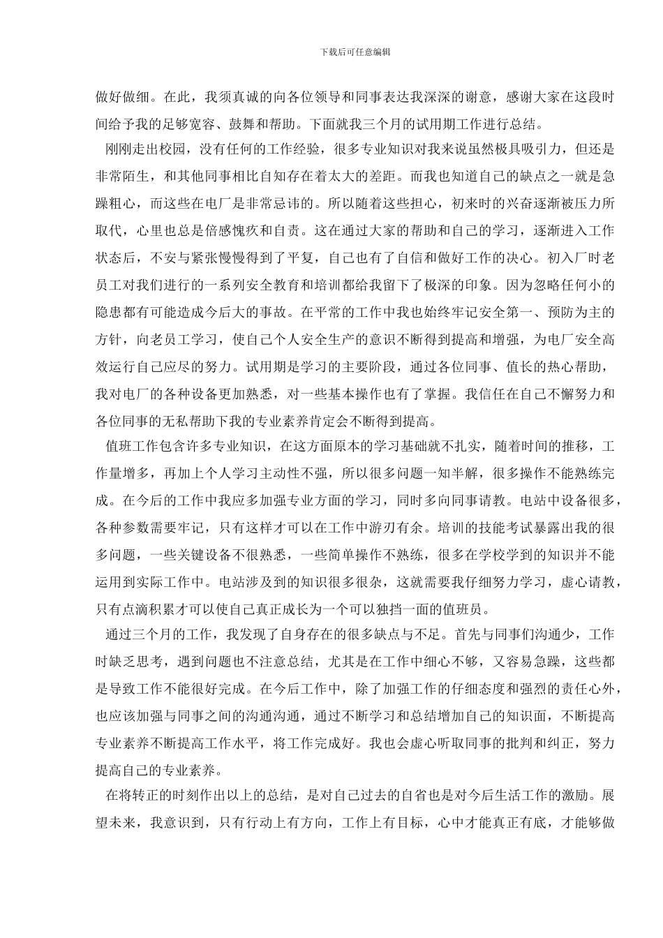 新员工2024试用期转正工作总结_第3页