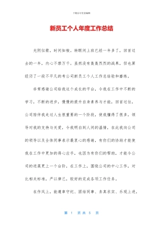 新员工个人年度工作总结