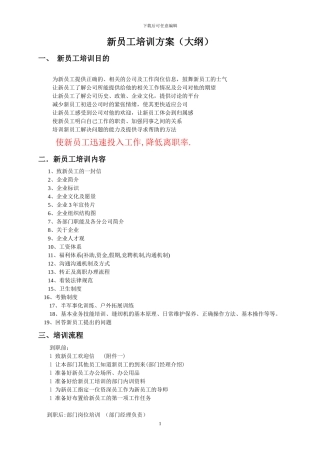 新员工培训方案x
