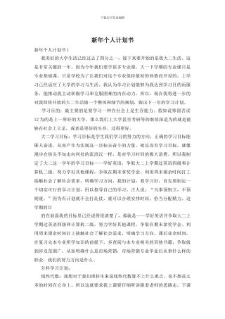 新年个人计划书