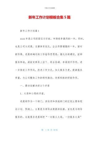 新年工作计划模板合集5篇