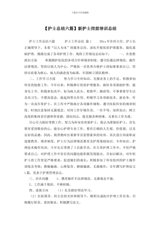 新护士岗前培训总结