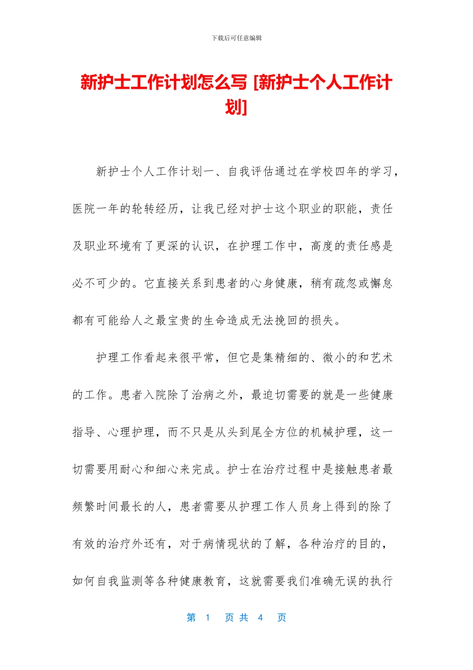 新护士工作计划怎么写_第1页