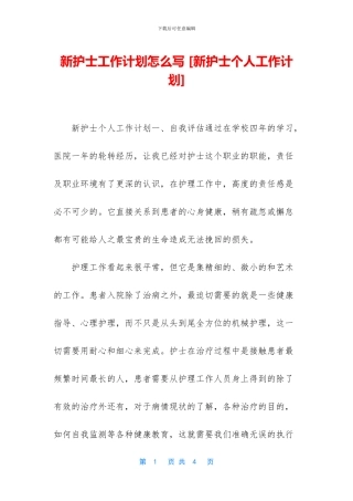 新护士工作计划怎么写