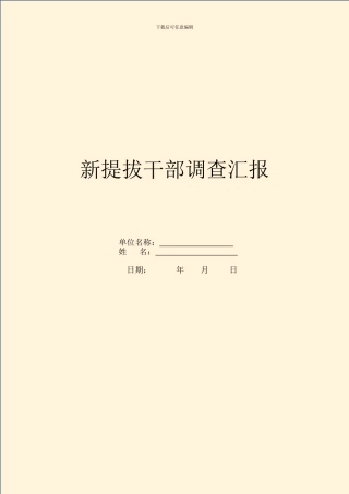 新提拔干部调查汇报