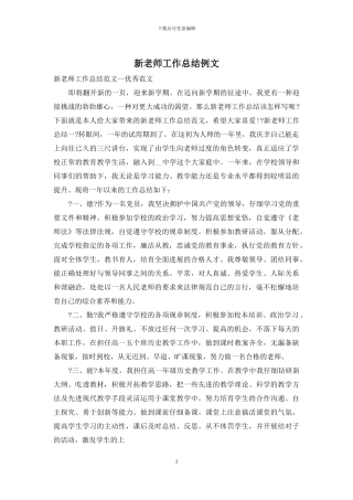 新教师工作总结例文