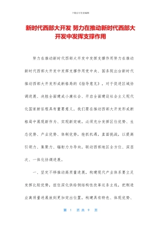 新时代西部大开发
