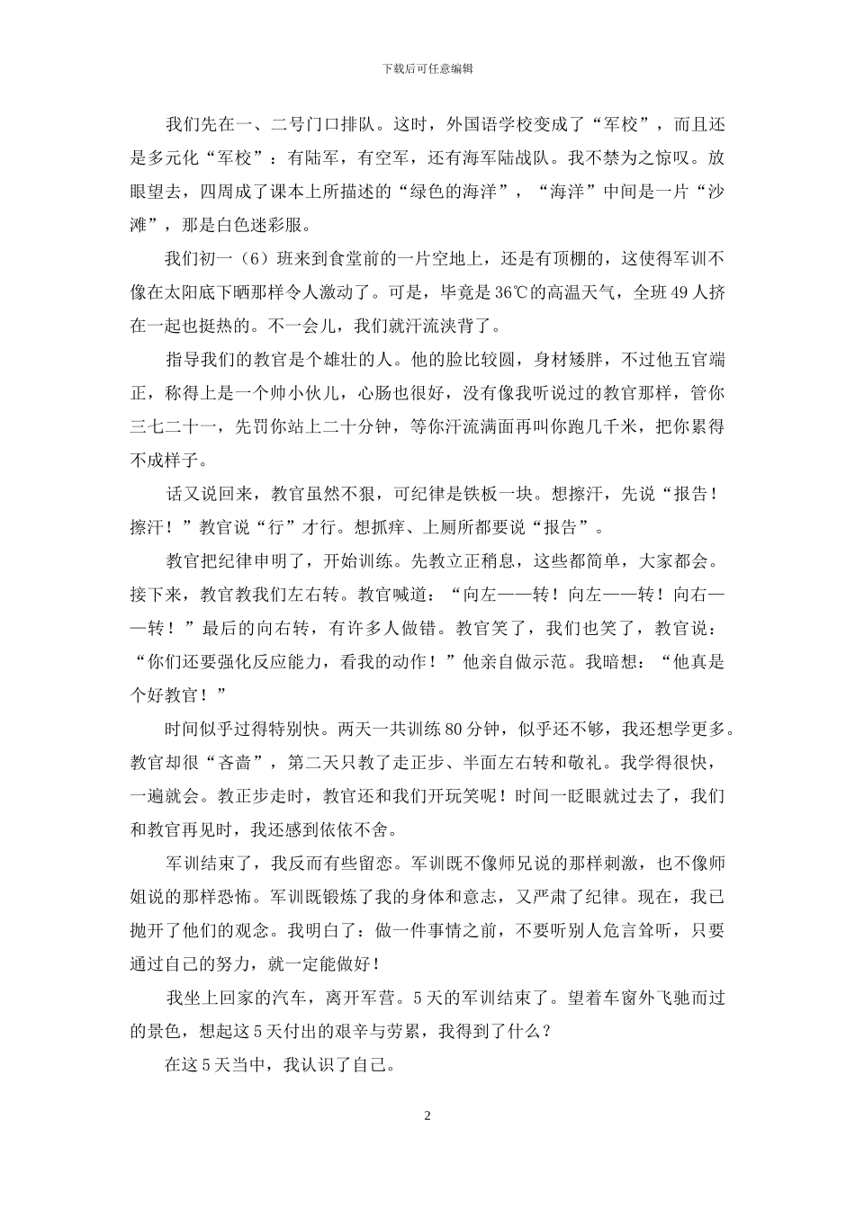 新生军训心得体会汇编9篇_第2页