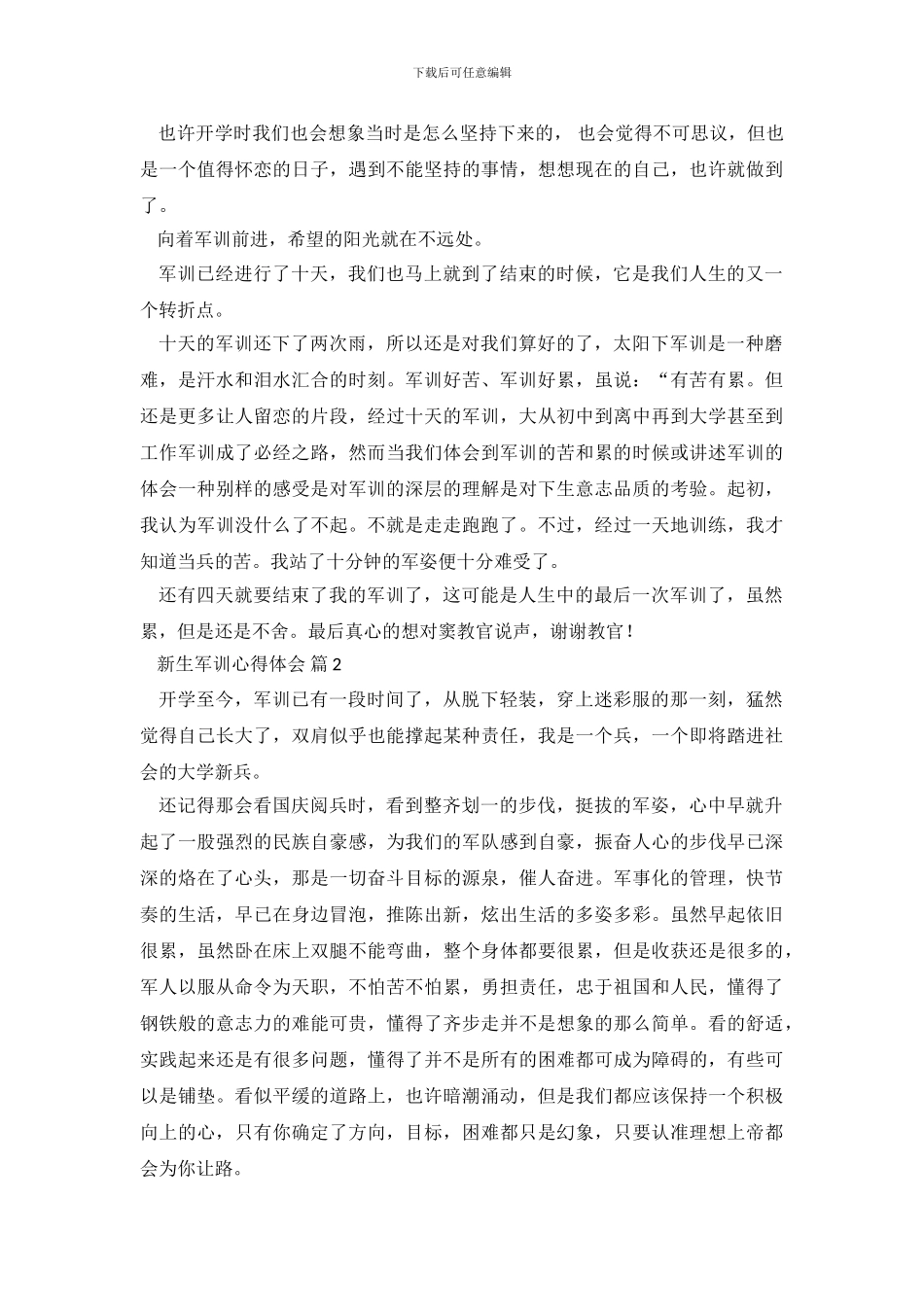 新生军训心得体会集合10篇_第3页