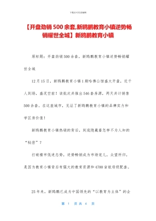 新鸥鹏教育小镇