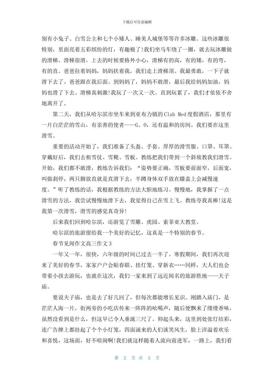 春节2024见闻作文高三5篇_第2页