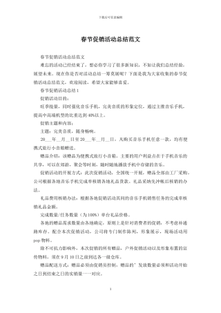 春节促销活动总结范文