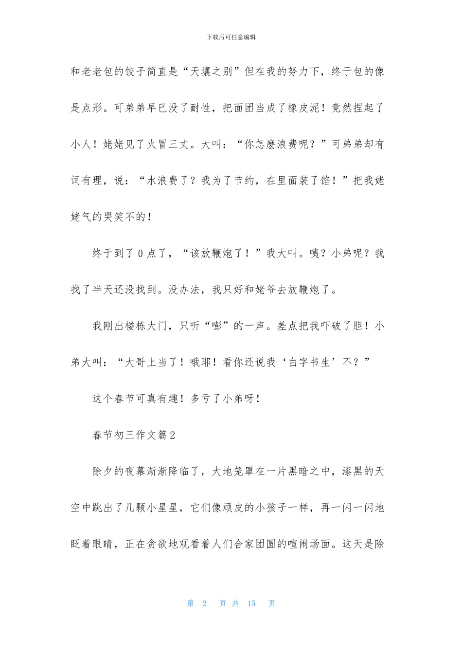春节初三作文集锦8篇_第2页