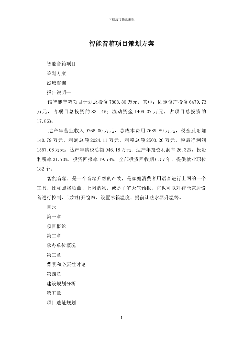 智能音箱项目策划方案_第1页