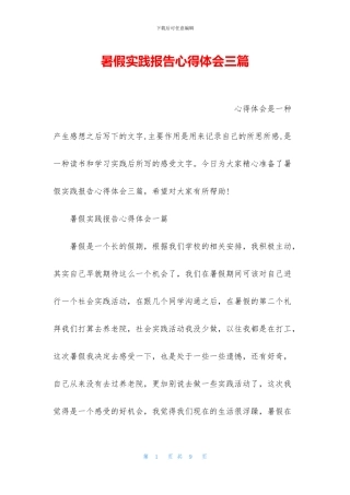 暑假实践报告心得体会三篇