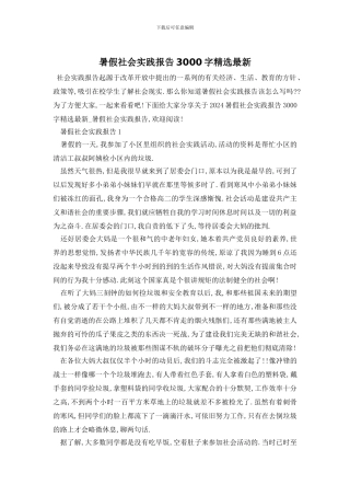 暑假社会实践报告3000字精选最新