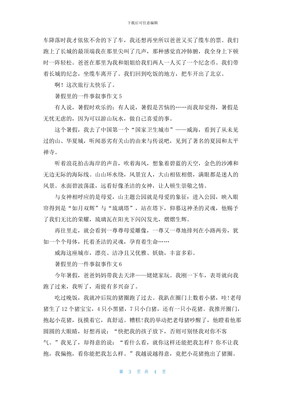 暑假里的一件事叙事作文6篇_第3页