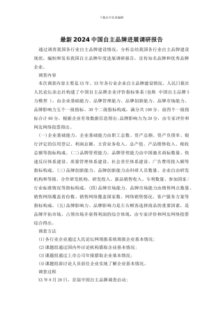 最新2024中国自主品牌发展调研报告
