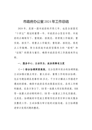 2024年工作总结（市政府办公室）