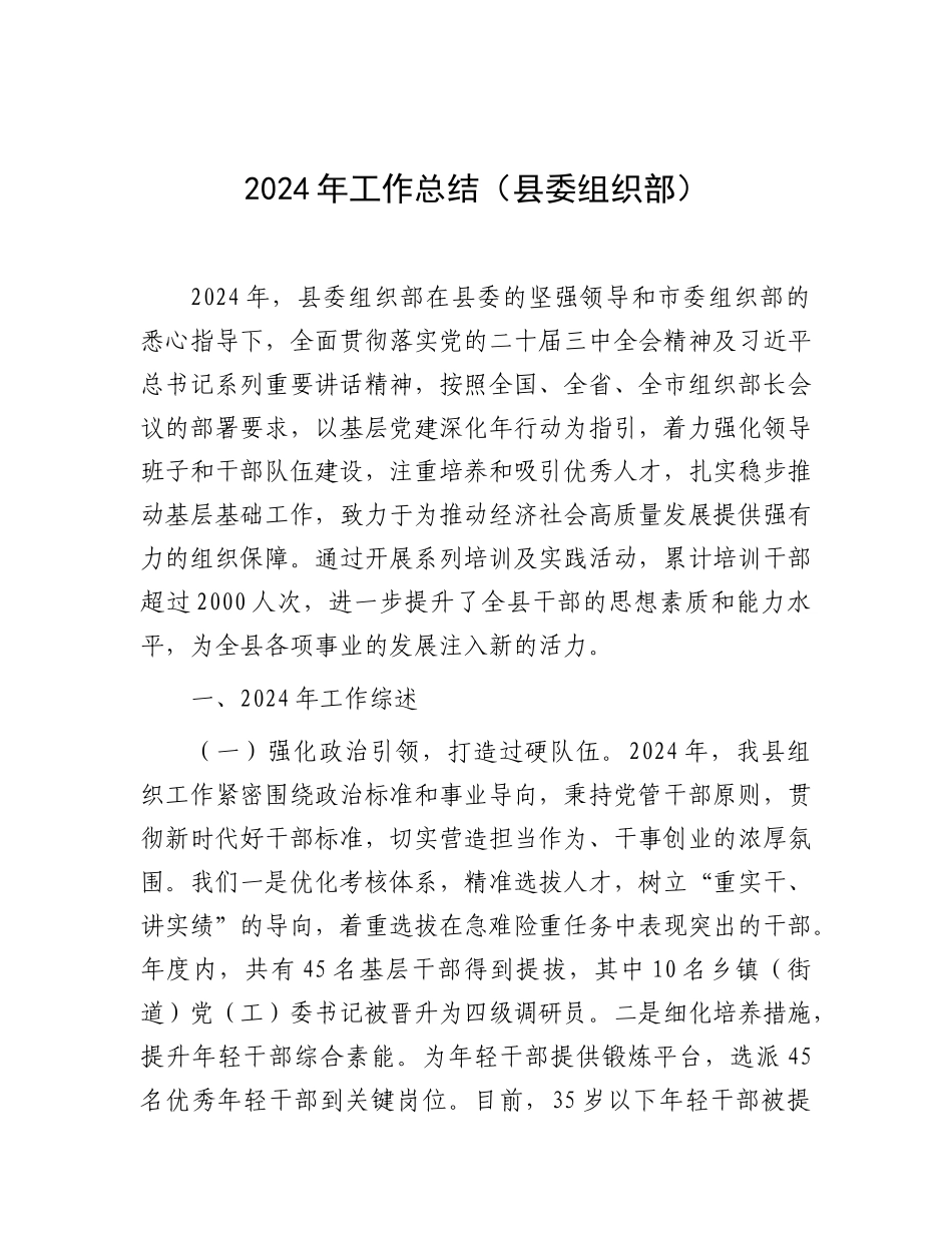 2024年工作总结（县委组织部）_第1页