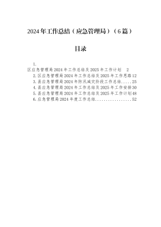 2024年工作总结（应急管理局）（6篇）