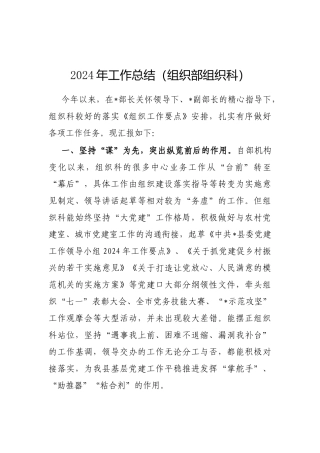 2024年工作总结（组织部组织科）