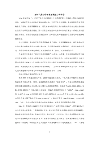 新时代推动中部地区崛起心得体会二