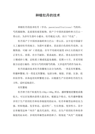 种植牡丹的技术