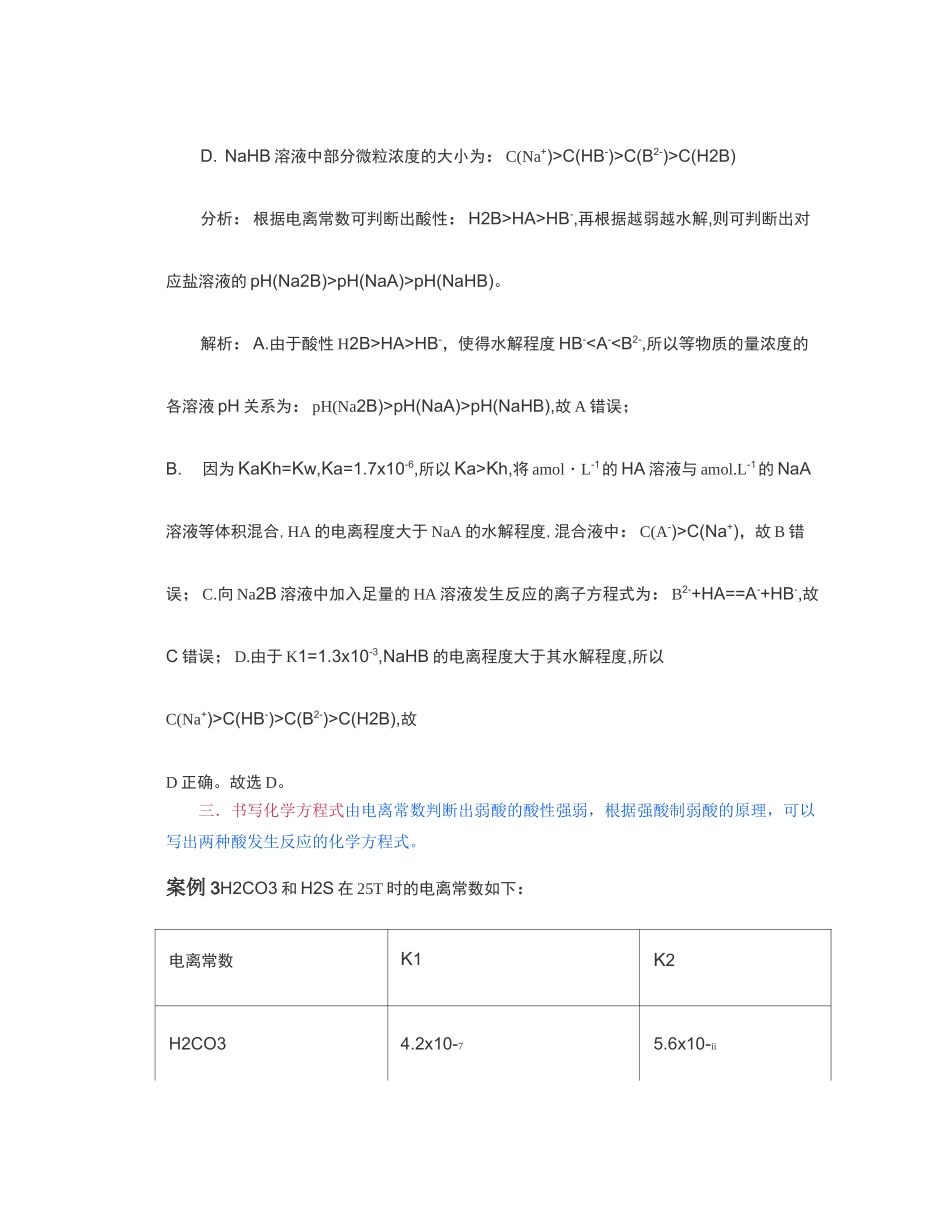 高中化学常用电离平衡常数的解题技巧_第3页