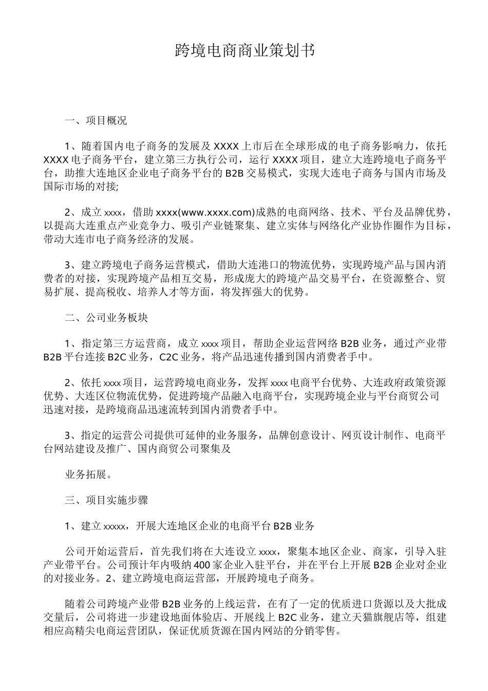 跨境电商商业策划书_第1页