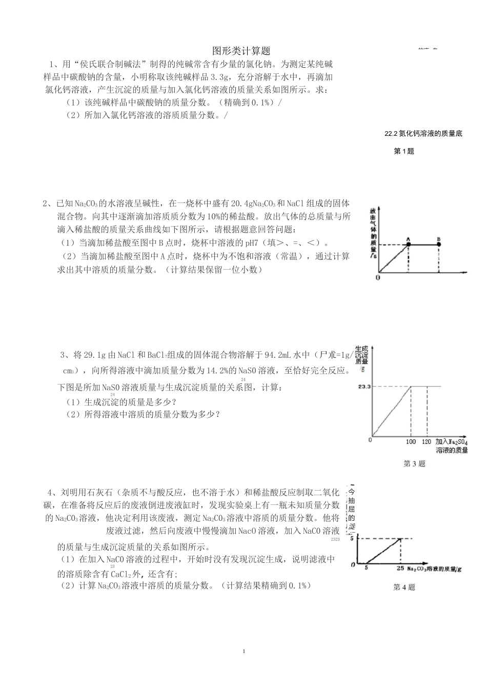 初中化学图表型计算题专题训练_第1页