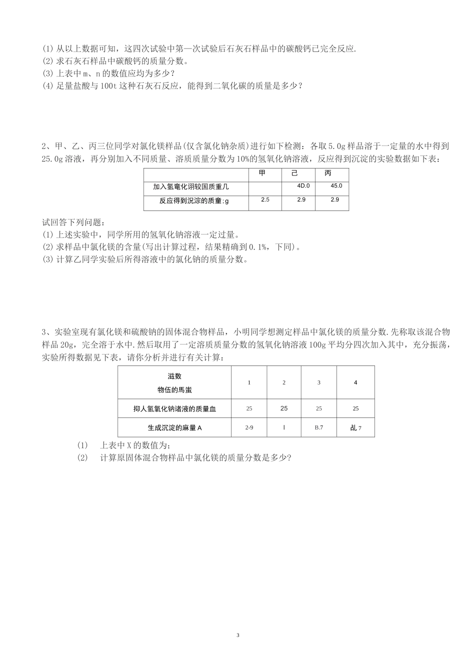 初中化学图表型计算题专题训练_第3页