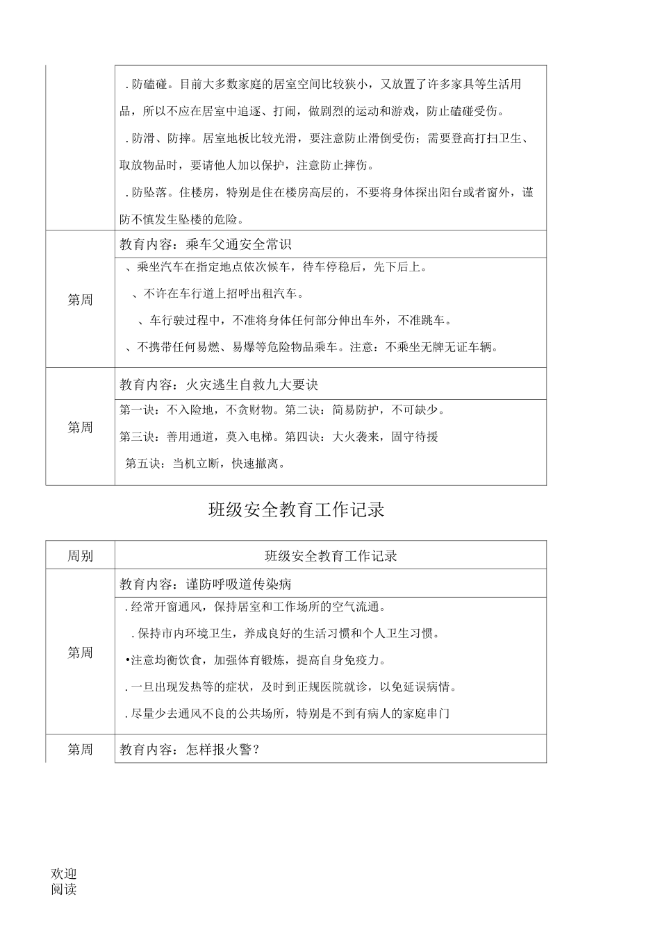 班级安全教育工作记录_第3页