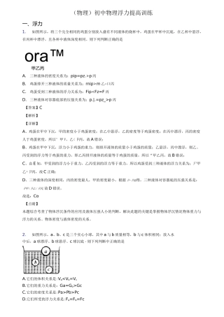 (物理)初中物理浮力提高训练