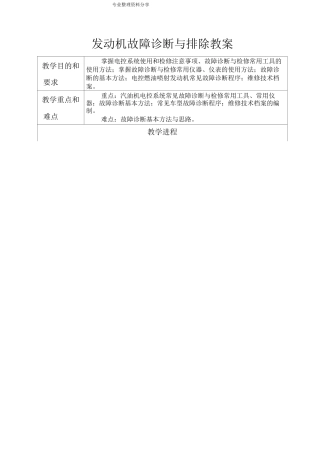 汽车发动机故障诊断及排除教学案