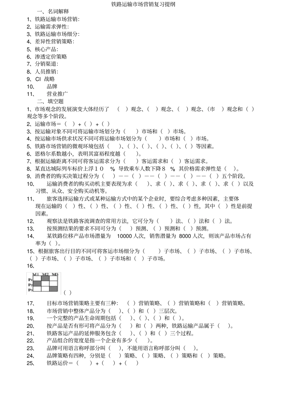 铁路运输场营销复习提纲_第1页