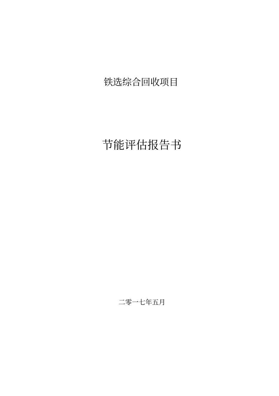 铁选综合回收项目节能评价报告书_第1页