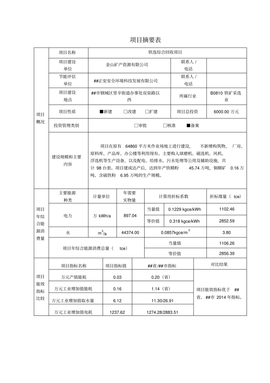 铁选综合回收项目节能评价报告书_第2页