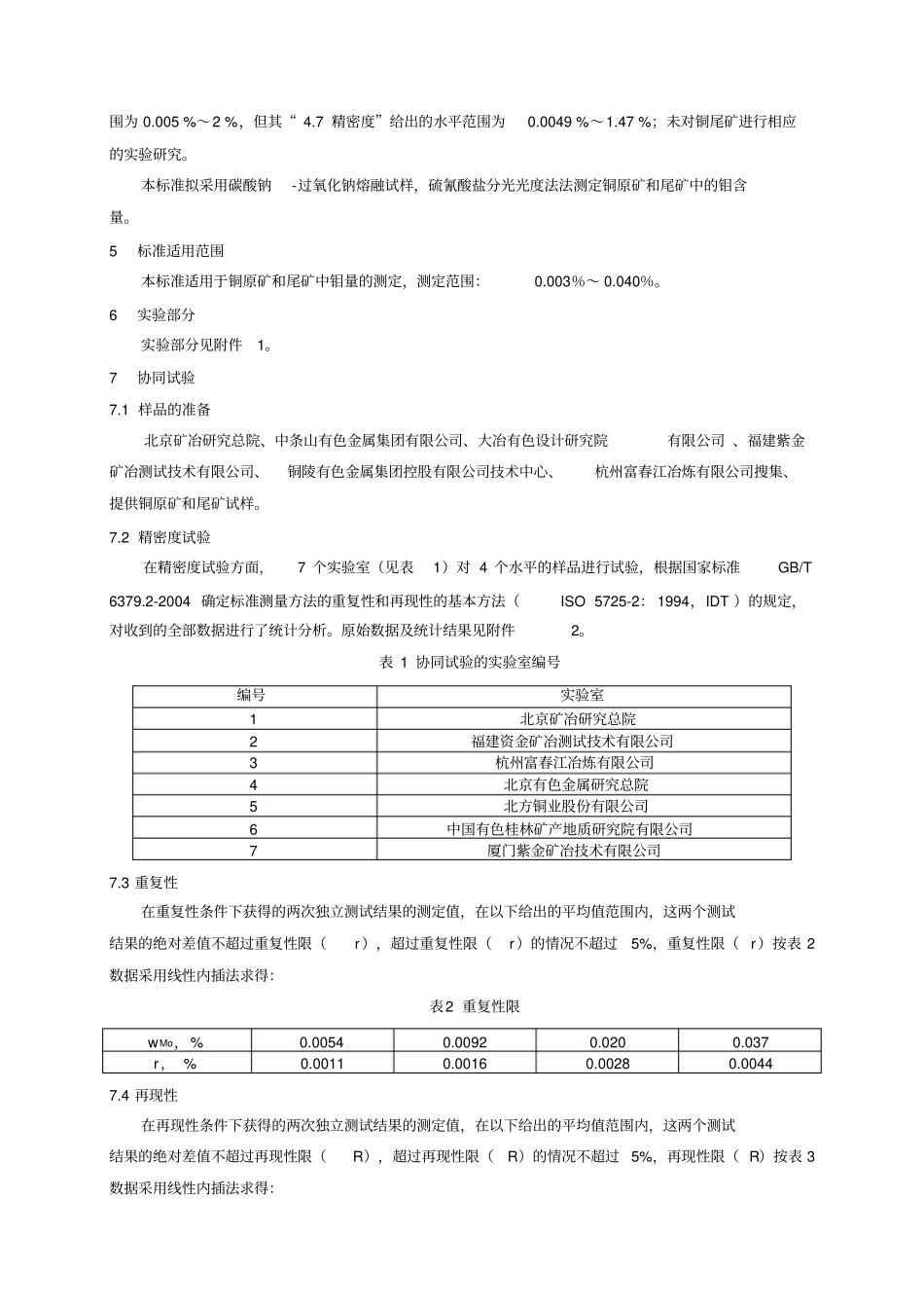 铜原矿和尾矿化学分析方法第11部分钼量的测定硫氰酸盐分光光度法_第2页