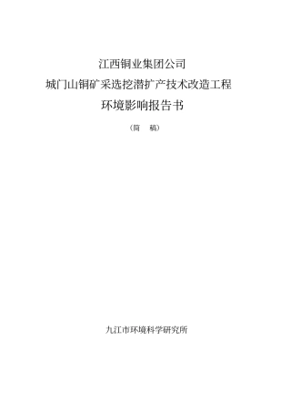 铜矿采选挖潜扩产技术改造工程环境影响评价报告专业报告