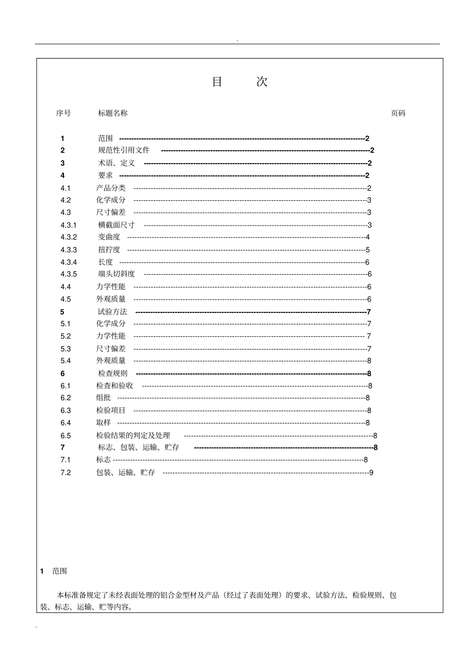 铝合金型材及产品检验标准_第1页
