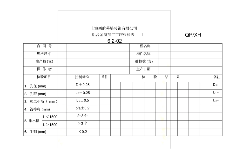 铝合金窗过程及成品检验记录表_第3页