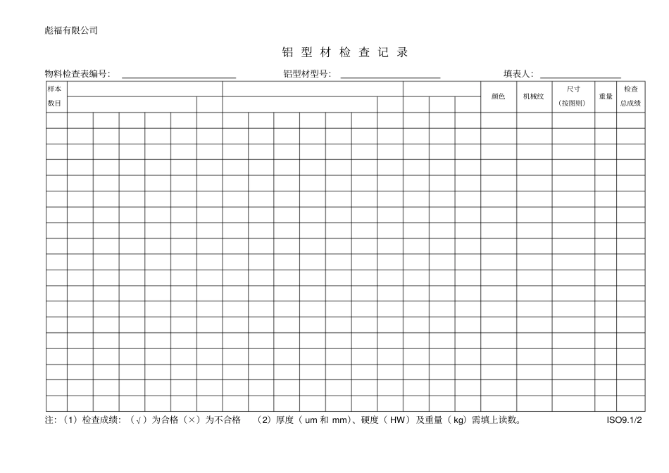 铝型材检查记录_第1页