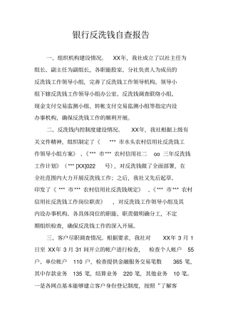 银行反洗钱自查报告