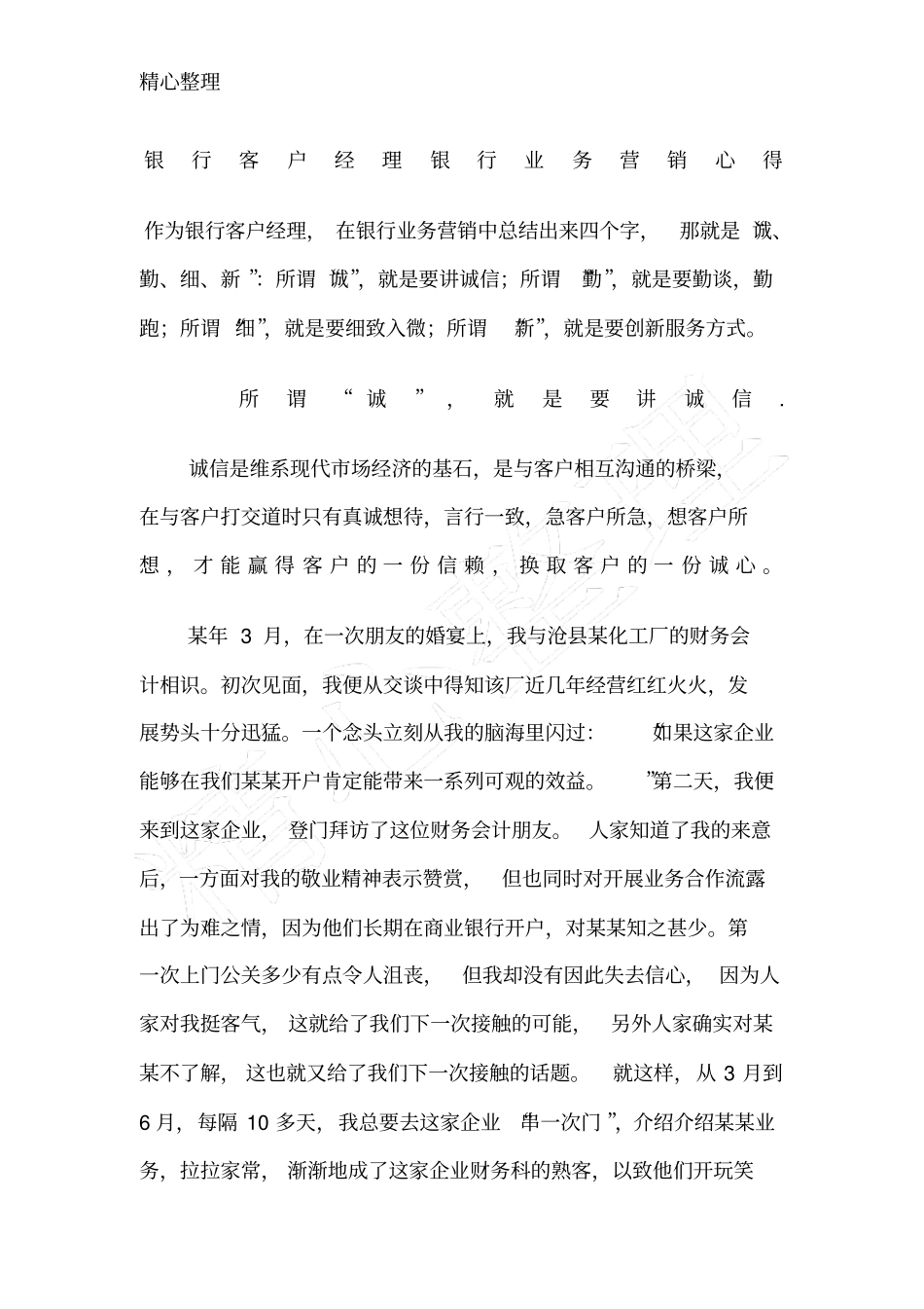 银行客户经理银行业务营销总结_第1页
